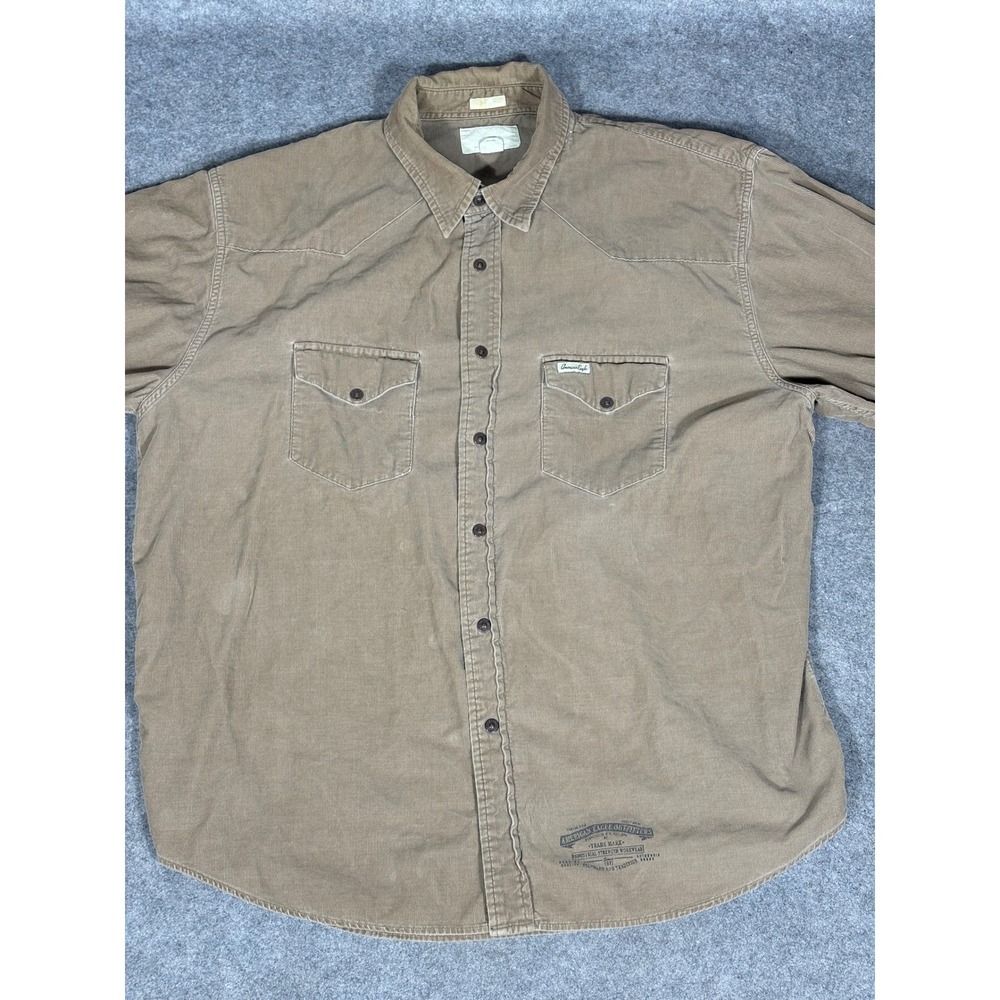 American Eagle Outfitters Mens XL Vintage Slim Fit Corduroy Western Shirt Tan - Picture 5 of 10
